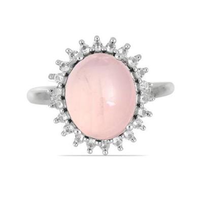BUY STERLING SILVER NATURAL ROSE QUARTZ GEMSTONE BIG STONE RING